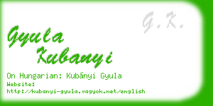 gyula kubanyi business card